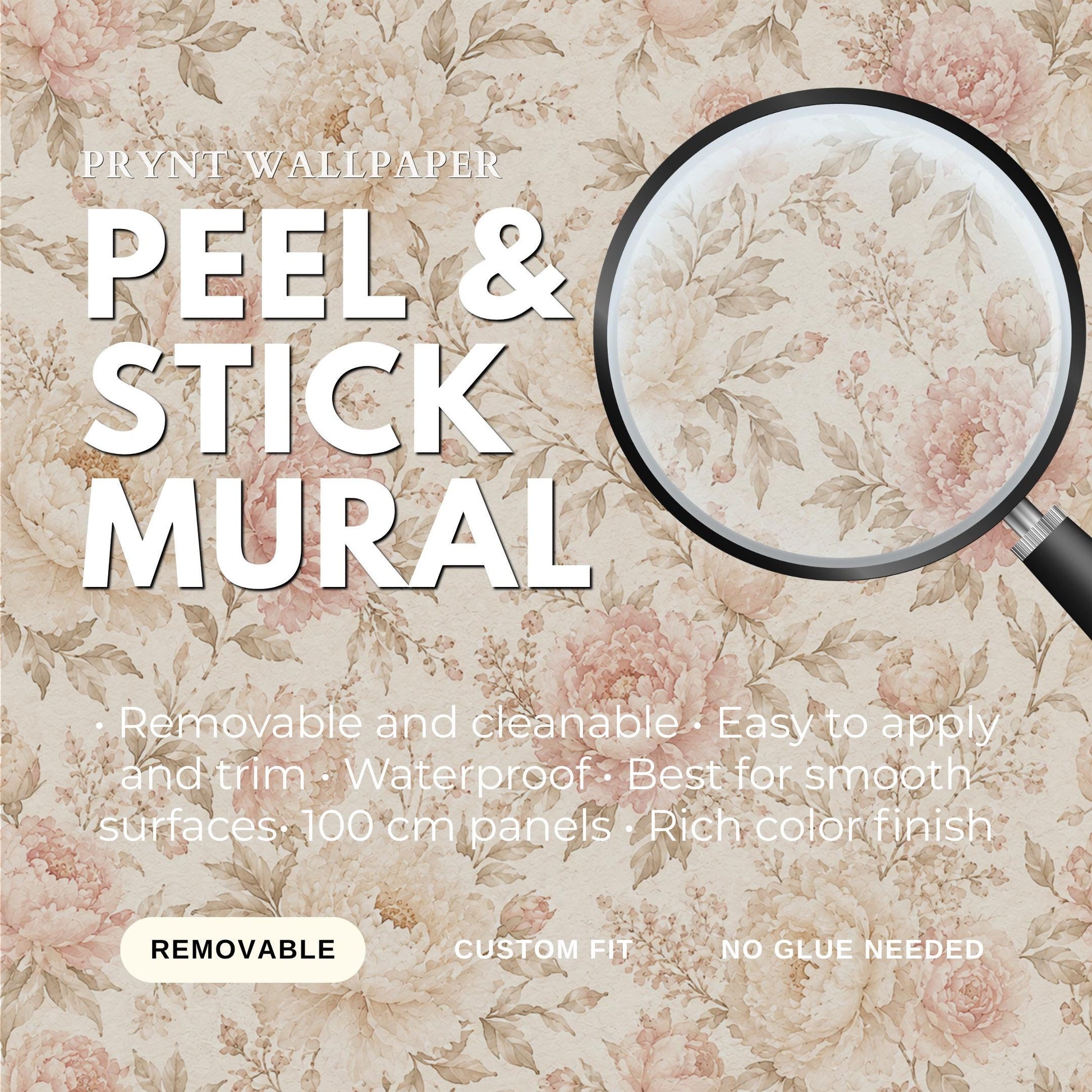 Champagne Blush Peony Wallpaper: Romantic Floral Wall Mural