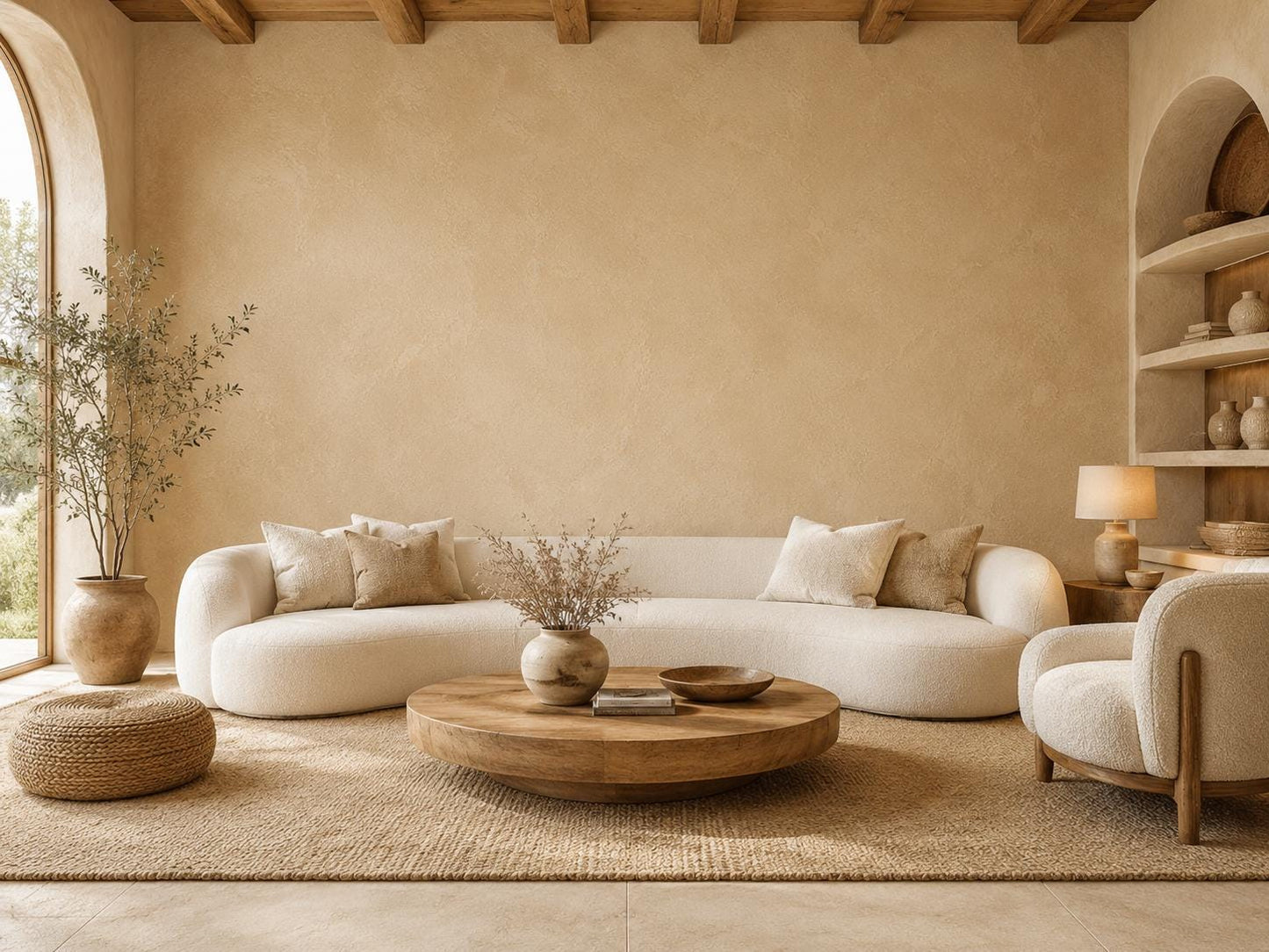 Roman Clay Wallpaper: Warm Sand Textured Wall Mural