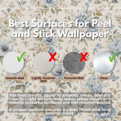Dusty Blue Floral Wallpaper: Soft Botanical Nursery Wall Mural