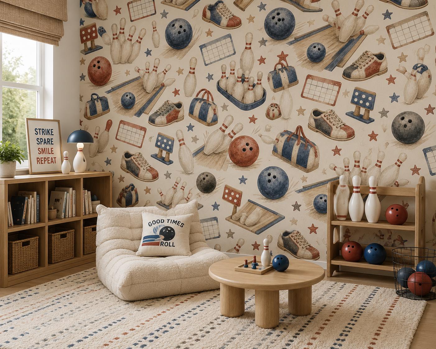 Bowling Fun Wallpaper: Kids Sports Wall Mural