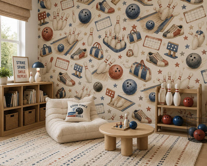 Bowling Fun Wallpaper: Kids Sports Wall Mural