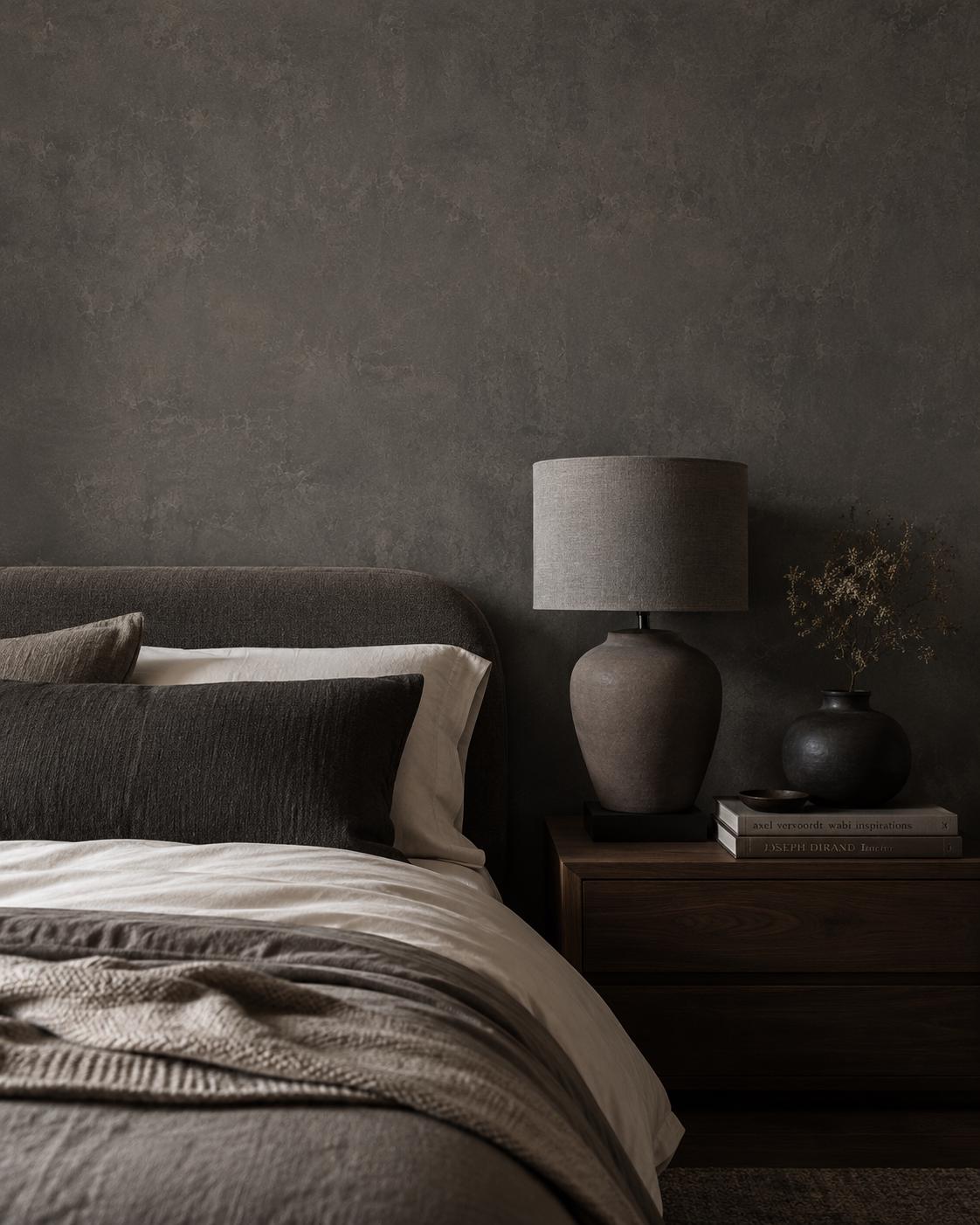 Smoky Charcoal Concrete Wallpaper: Dark Modern Wall Mural