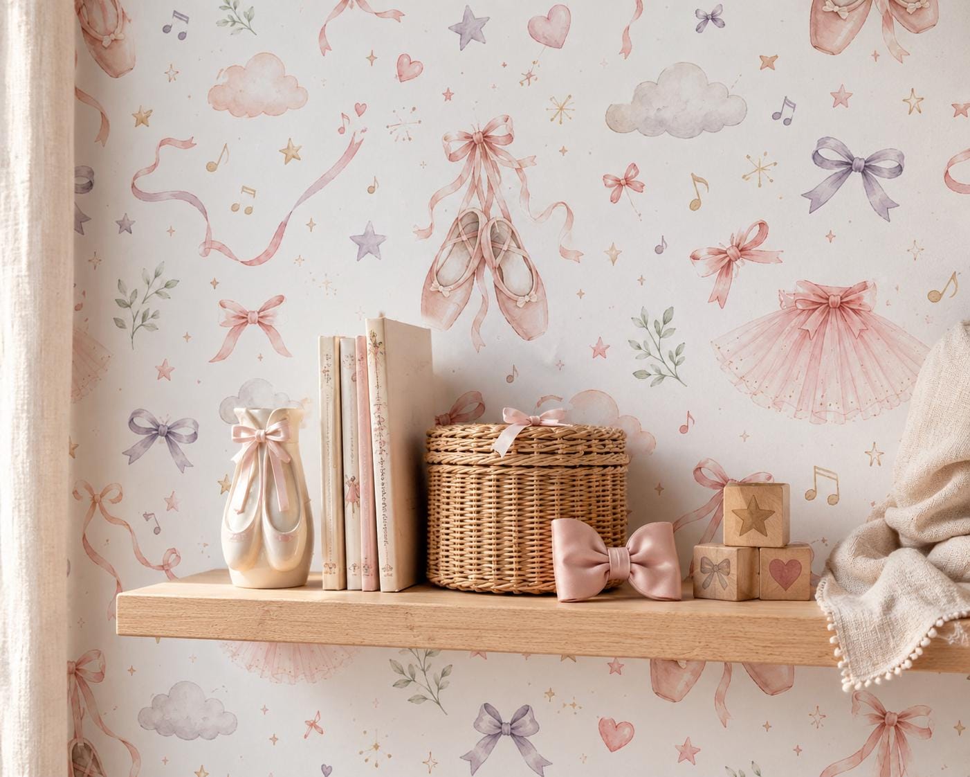 Ballet Slipper Wallpaper: Dance Nursery Wall Mural