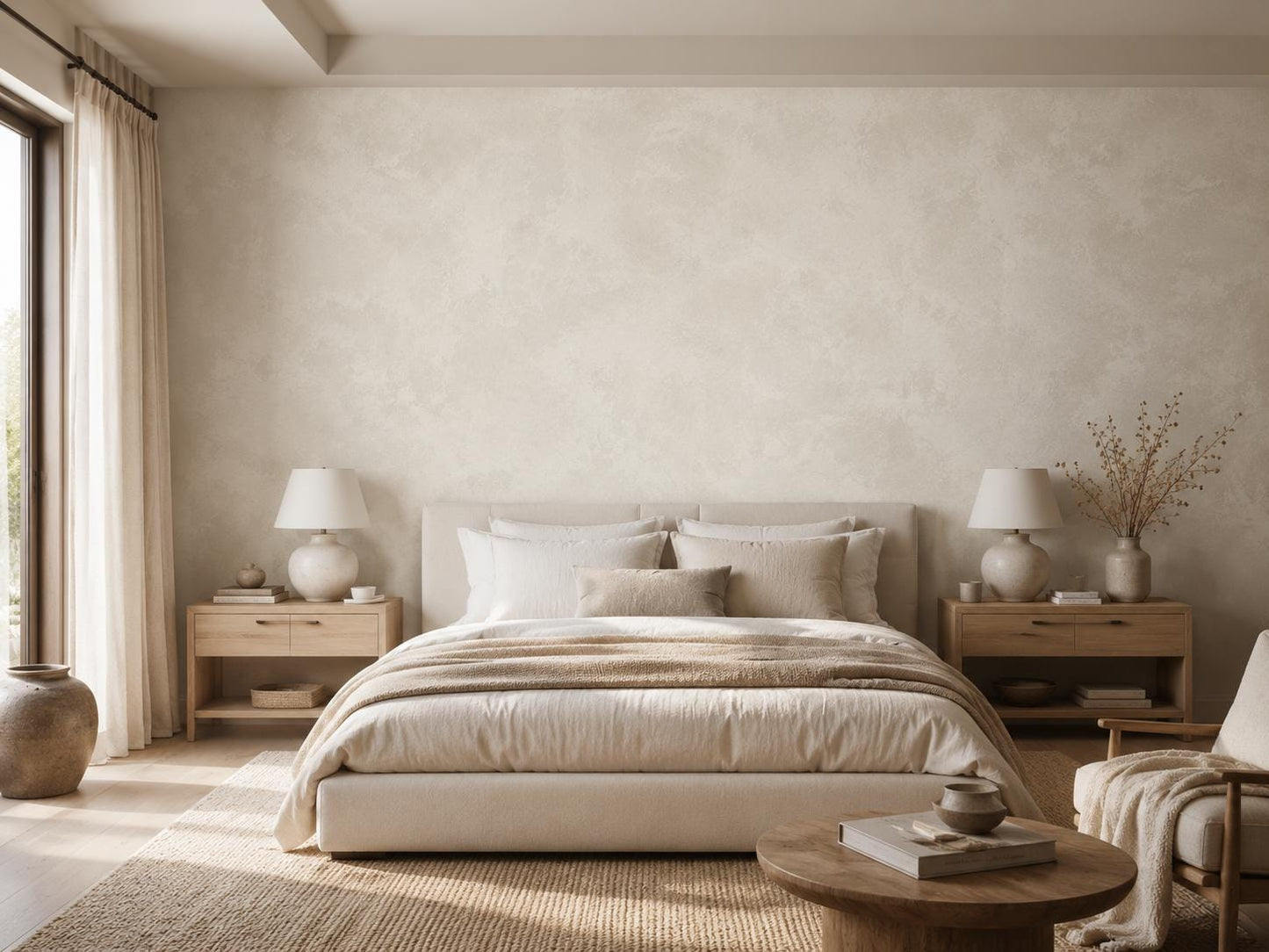 Limewash Wallpaper: Soft Ivory Textured Wall Mural