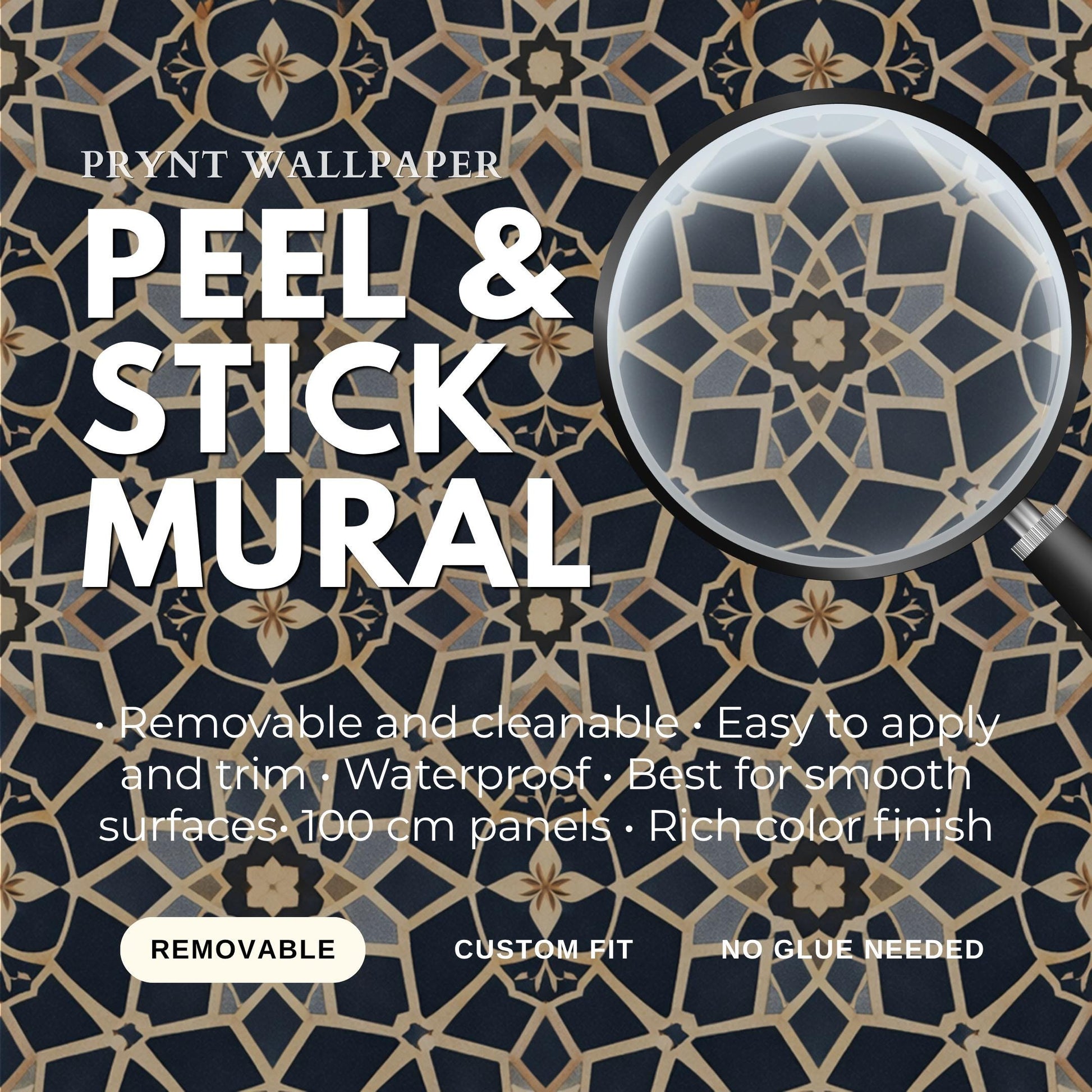 Blue Moroccan Tile Wallpaper: Vintage Geometric Wall Mural