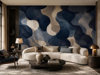 Midnight Navy Abstract Wallpaper: Dark Blue Wall Mural