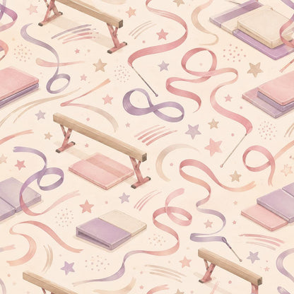 Kids Gymnastics Wallpaper: Soft Sports Wall Mural for Girls Room