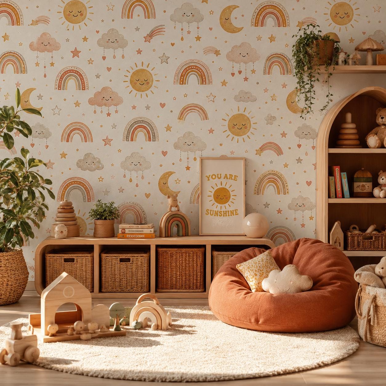 Retro Rainbow Wallpaper: Playful Kids Room Wall Mural