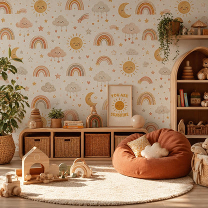 Retro Rainbow Wallpaper: Playful Kids Room Wall Mural