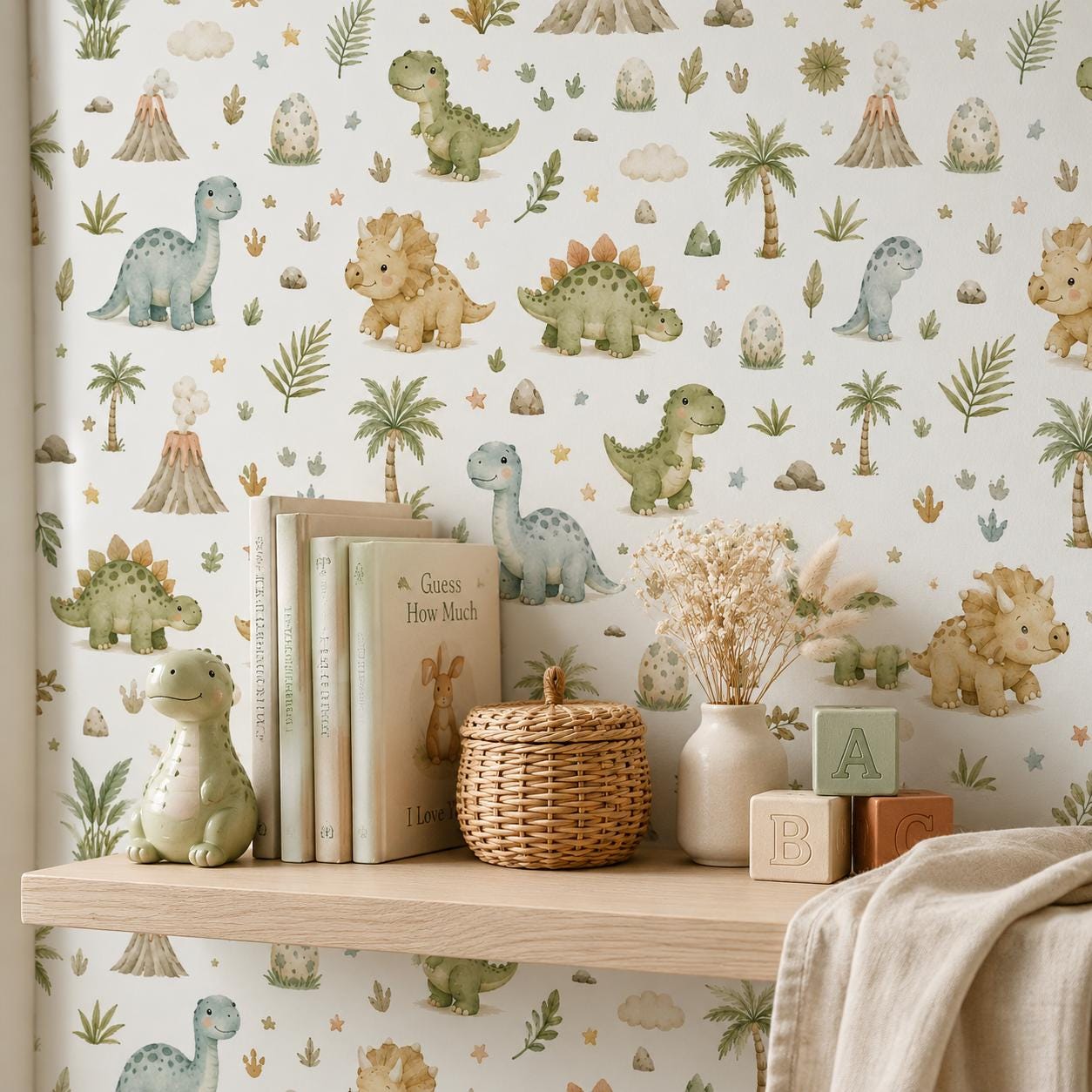 Baby Dinosaur Wallpaper: Pastel Dino Nursery Mural