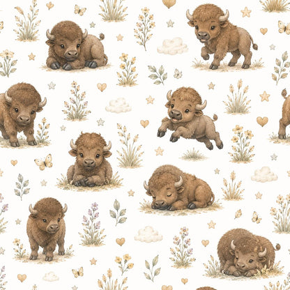 Bison Prairie Wallpaper: Western Animal Nursery Wall Mural