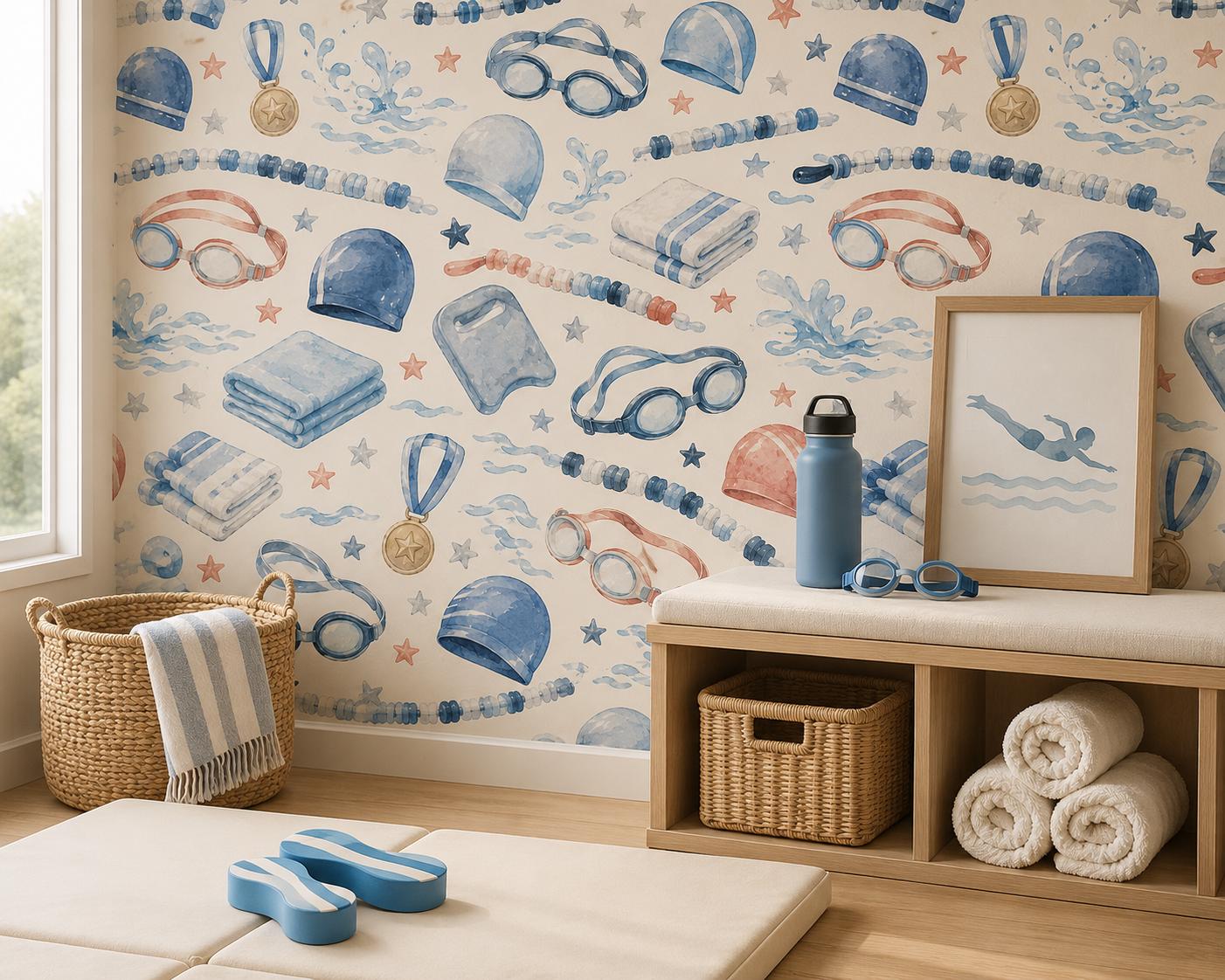Swimming Club Wallpaper: Kids Sports Wall Mural