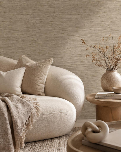 Taupe Grasscloth Wallpaper: Neutral Woven Wall Mural