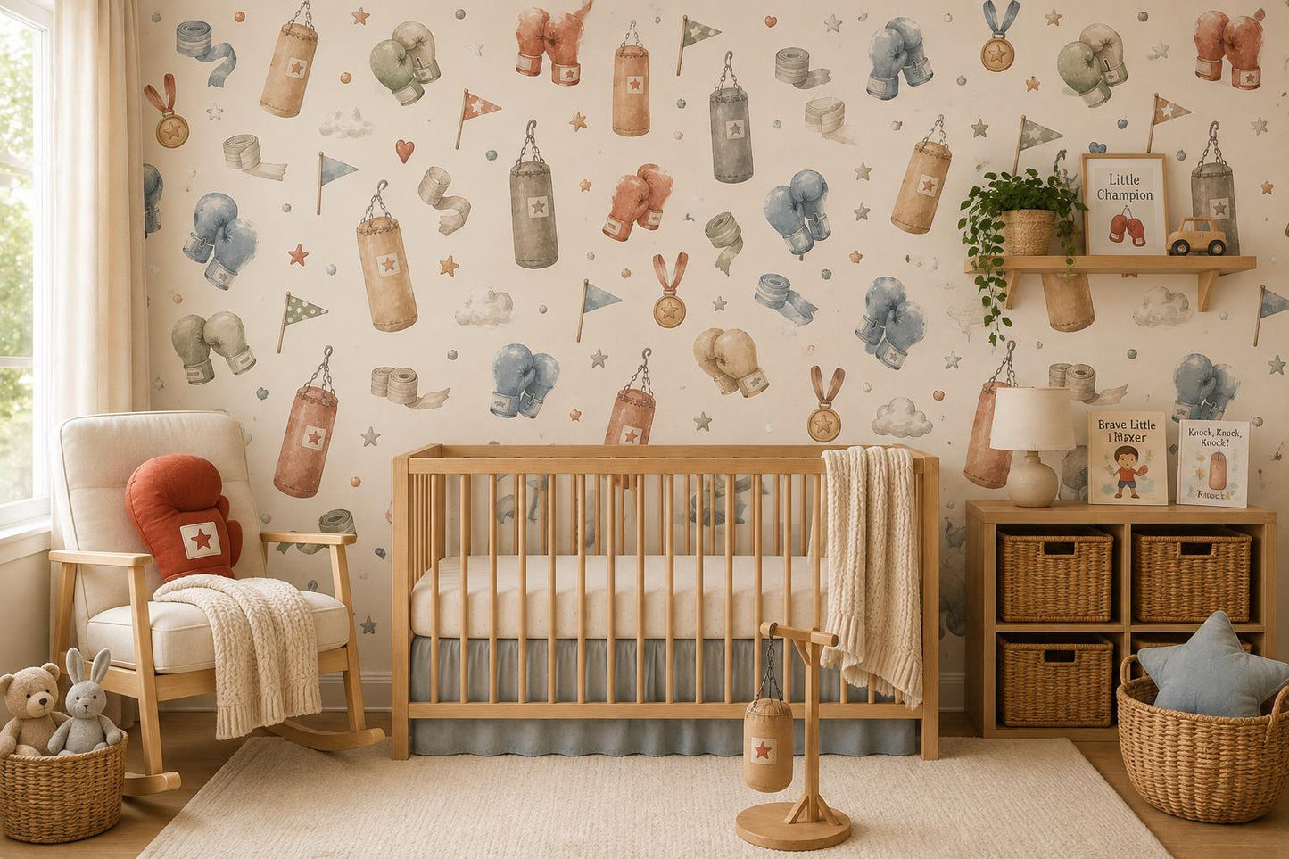 Boxing Glove Wallpaper: Sports Nursery Wall Mural