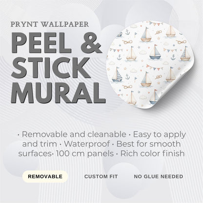 Sailing Wallpaper: Coastal Regatta Nursery Wall Mural