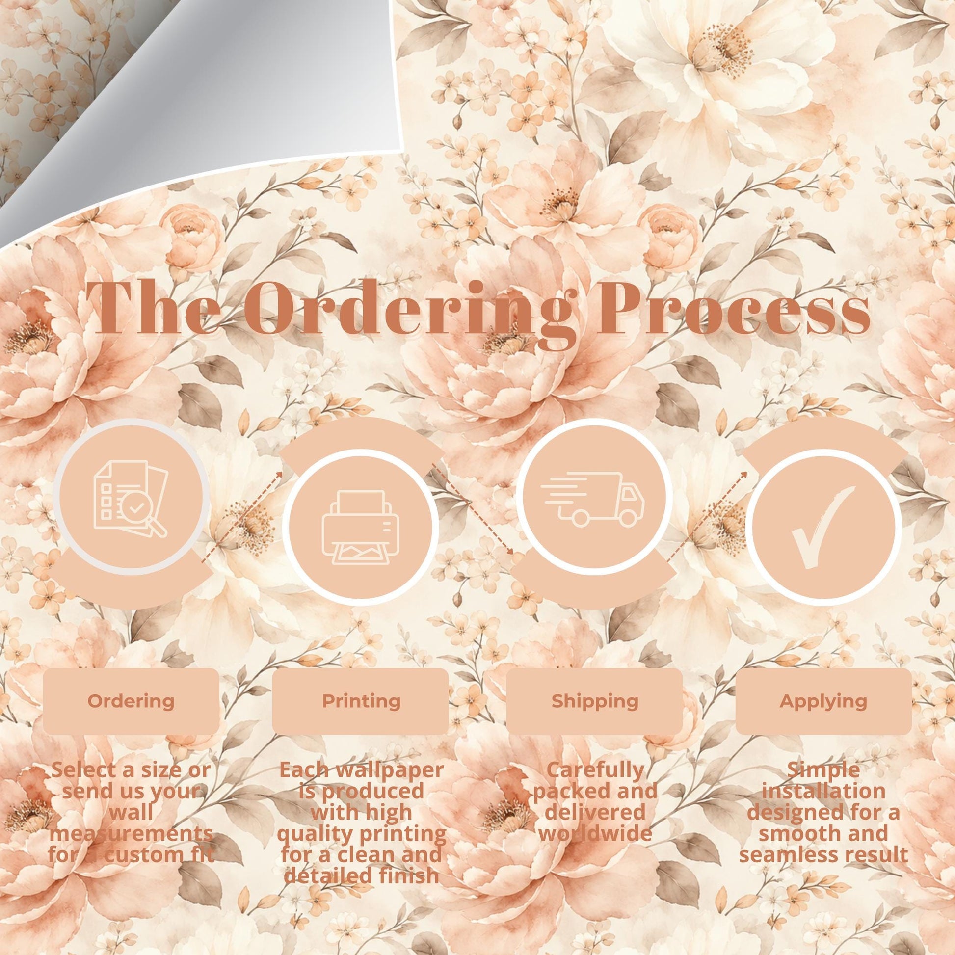 Champagne Blush Floral Wallpaper: Elegant Botanical Wall Mural