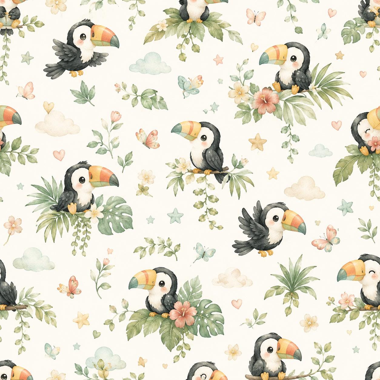 Toucan Tropical Wallpaper: Jungle Bird Nursery Wall Mural