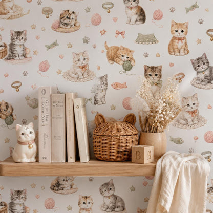 Kitten Wallpaper: Cozy Cat Nursery Wall Mural