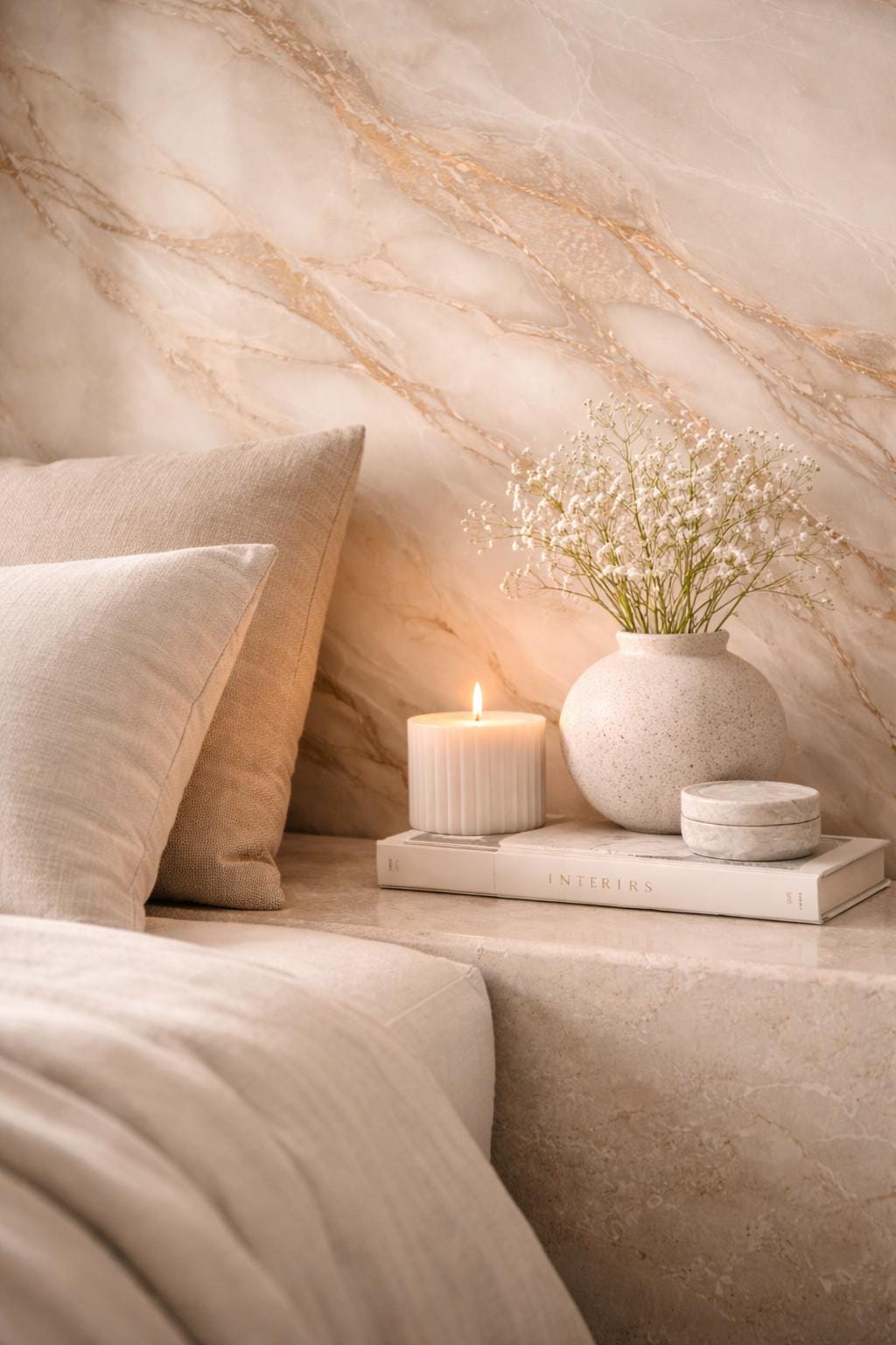 Elegant Marble Wallpaper: Soft Beige Luxury Peel and Stick Wall Mural