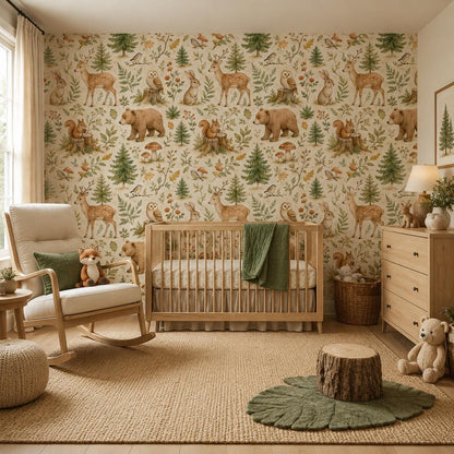 Forest Animal Wallpaper: Woodland Nursery Wall Mural