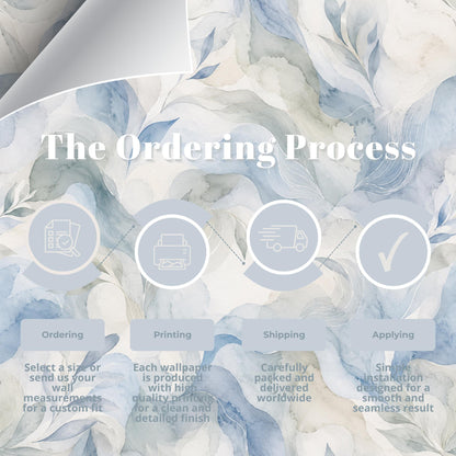 Mist Blue Abstract Wallpaper: Soft Organic Wall Mural