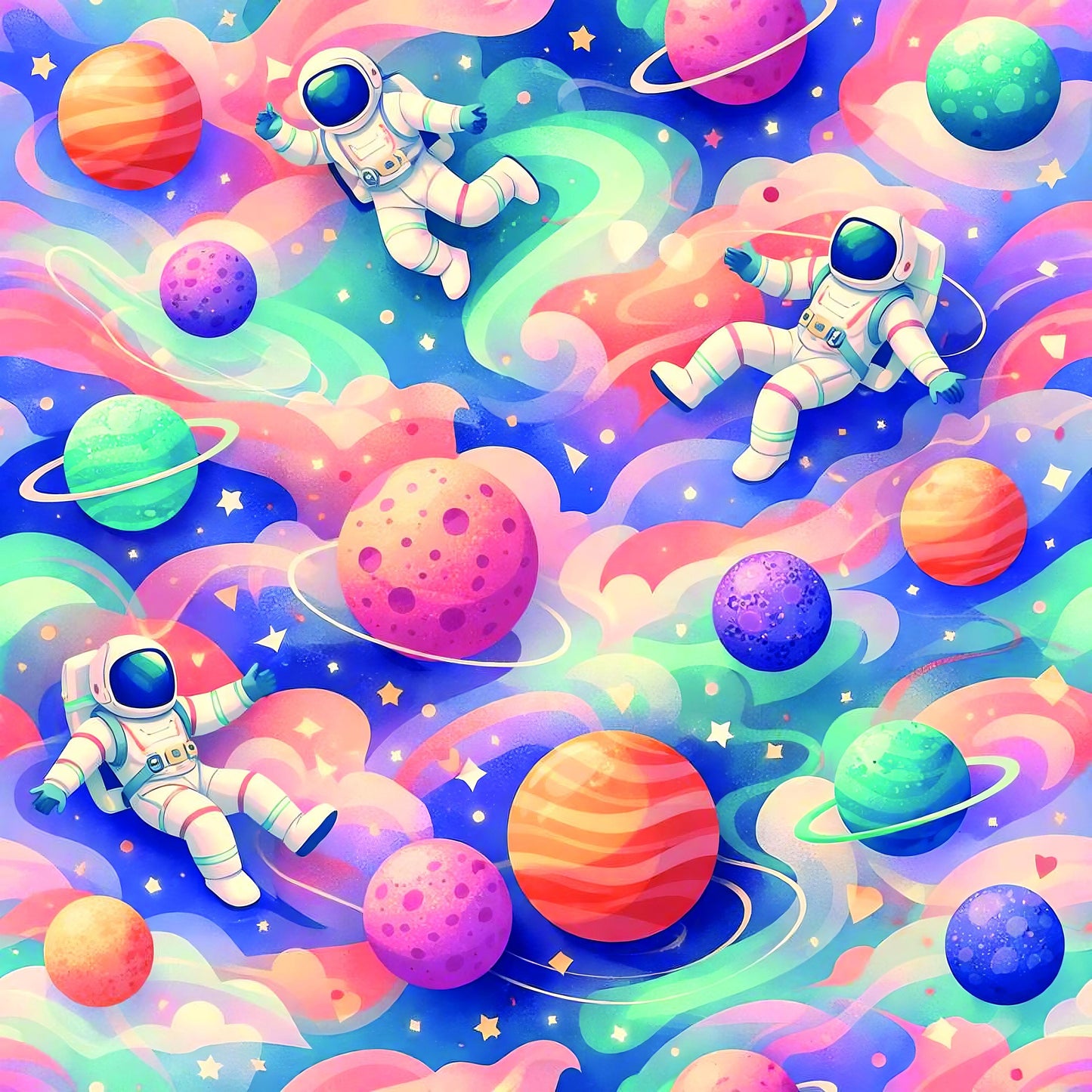 Space Kids Wallpaper: Astronaut Galaxy Peel and Stick Mural