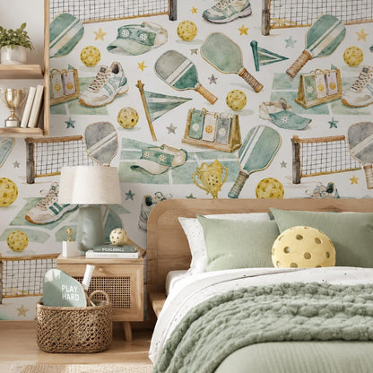 Pickleball Fun Wallpaper: Kids Sports Wall Mural