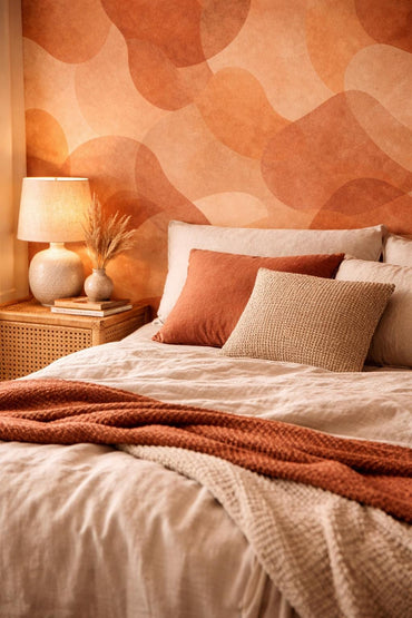Terracotta Abstract Wallpaper: Warm Boho Wall Mural