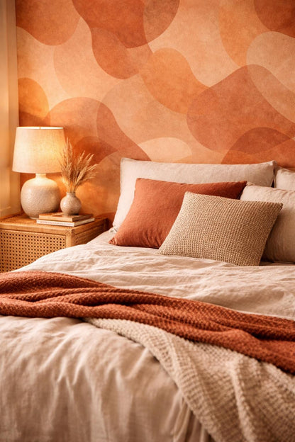 Terracotta Abstract Wallpaper: Warm Boho Wall Mural