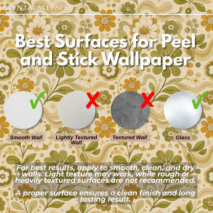 Retro Green Floral Wallpaper: Vintage Groovy Wall Mural