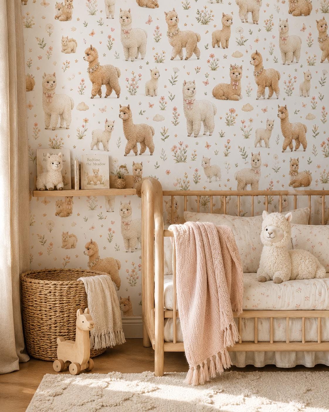 Alpaca Wallpaper: Soft Farm Nursery Mural