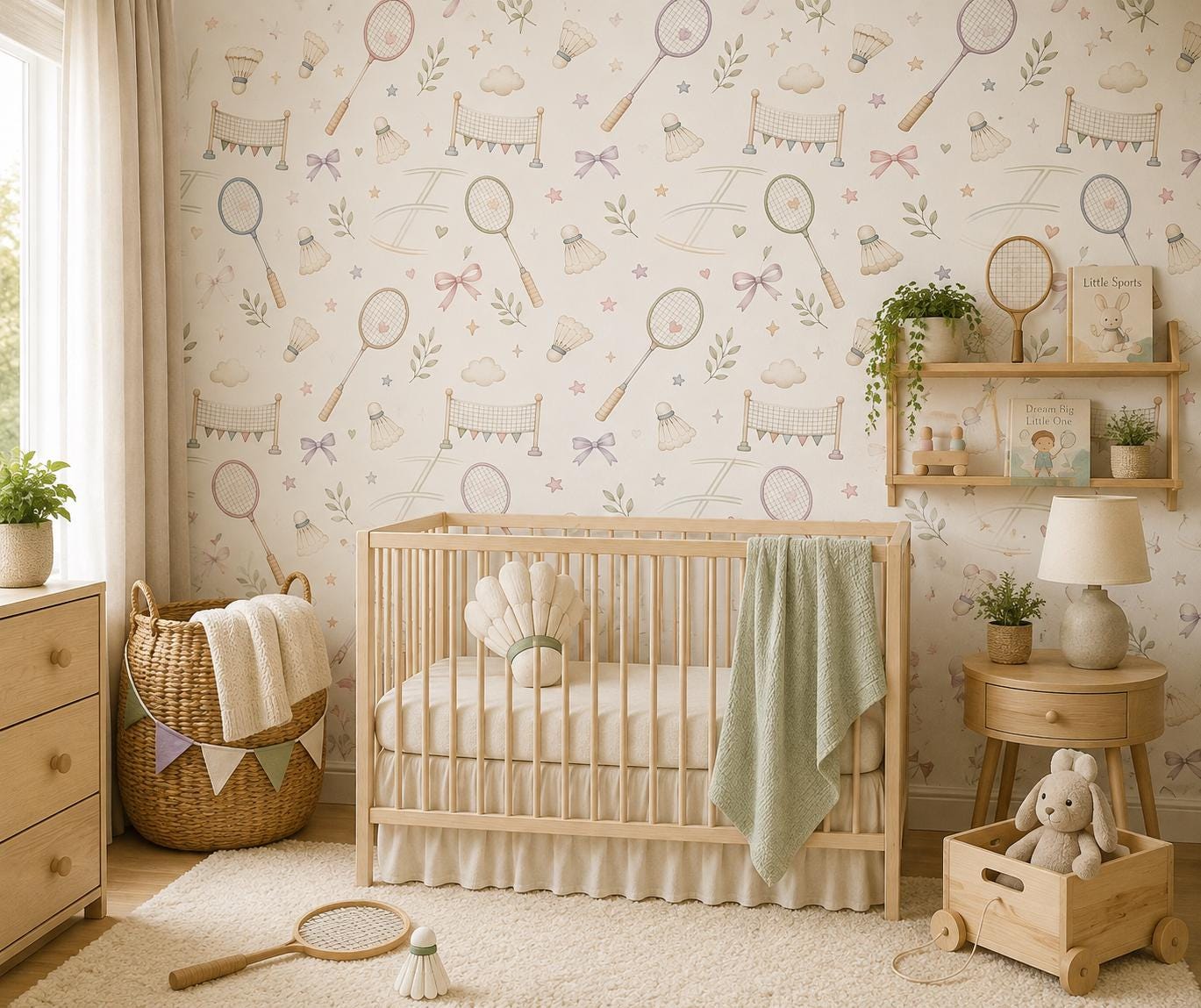 Badminton Wallpaper: Shuttlecock Sports Nursery Mural