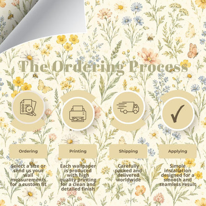 Wildflower Meadow Wallpaper: Soft Floral Nursery Wall Mural