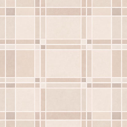 Beige Grid Wallpaper: Modern Minimal Line Pattern Wall Mural