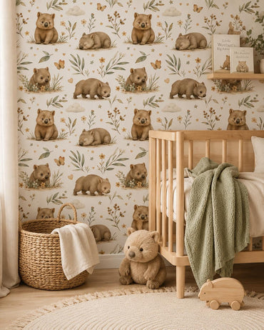 Wombat Outback Wallpaper: Australian Animal Nursery Mural