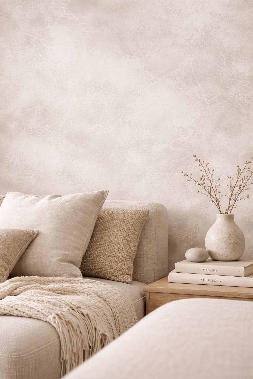 Light Concrete Wallpaper: Minimal Neutral Peel and Stick Mural