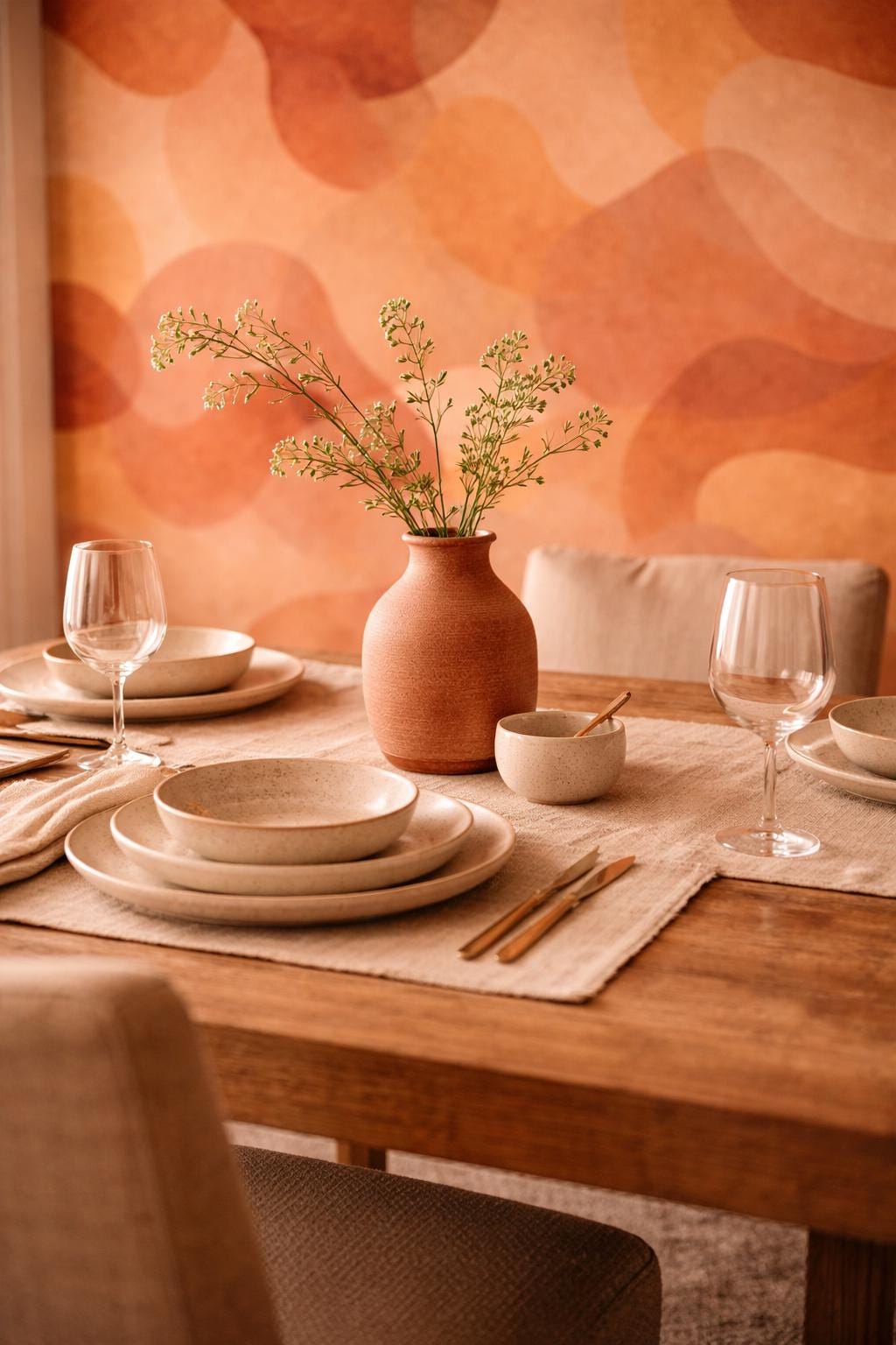 Terracotta Abstract Wallpaper: Warm Boho Wall Mural