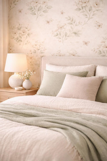 Sage Green Floral Wallpaper: Botanical Peel and Stick Wall Mural (Custom Fit)