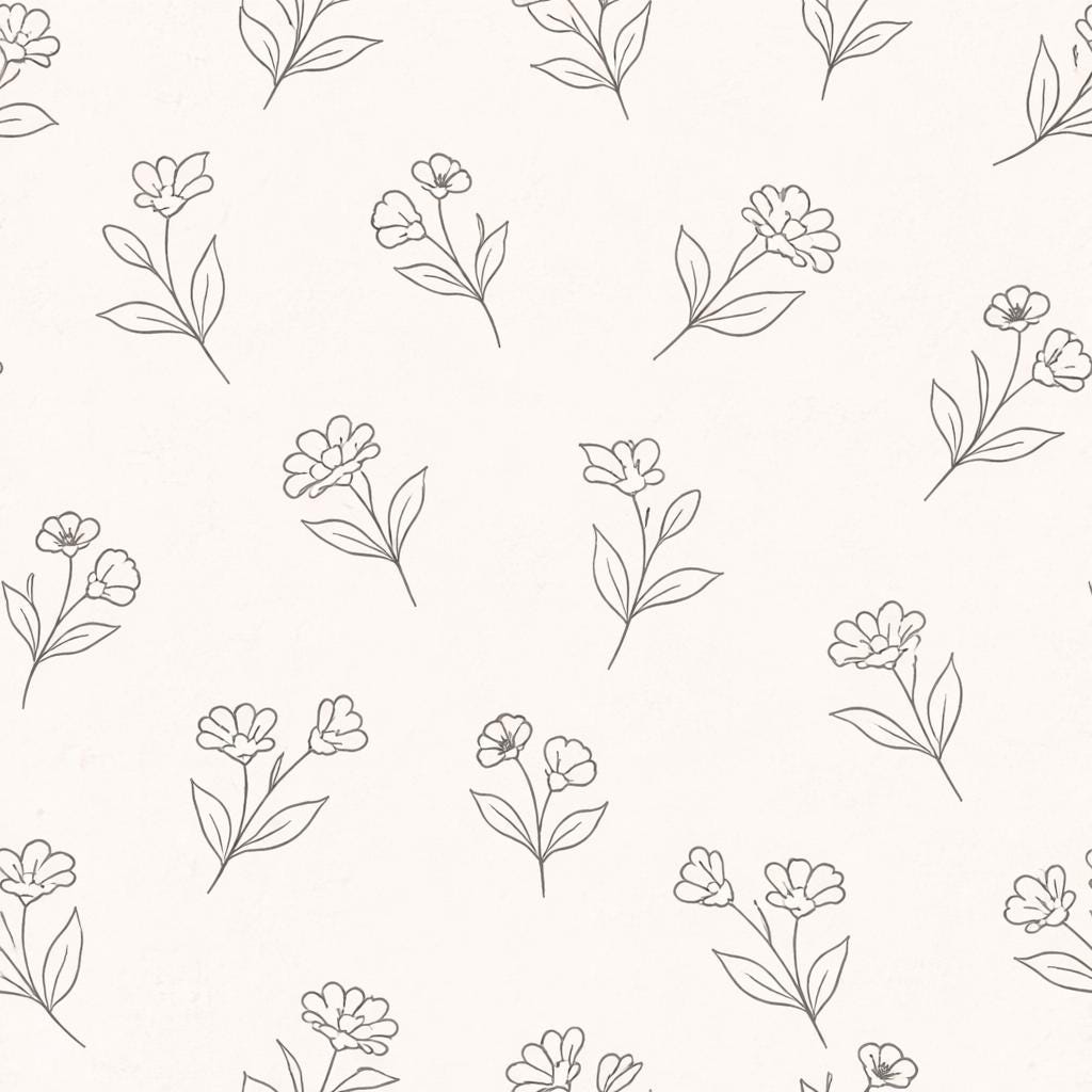 Floral Line Wallpaper: Minimal Botanical Wall Mural