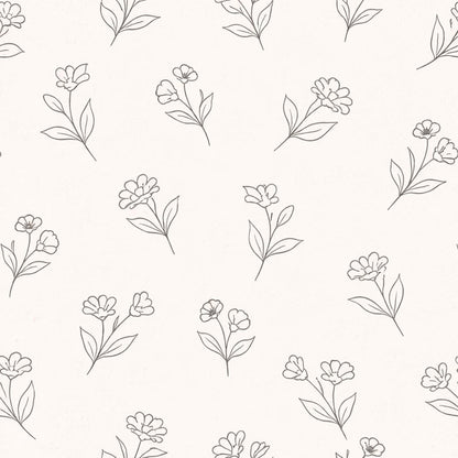 Floral Line Wallpaper: Minimal Botanical Wall Mural