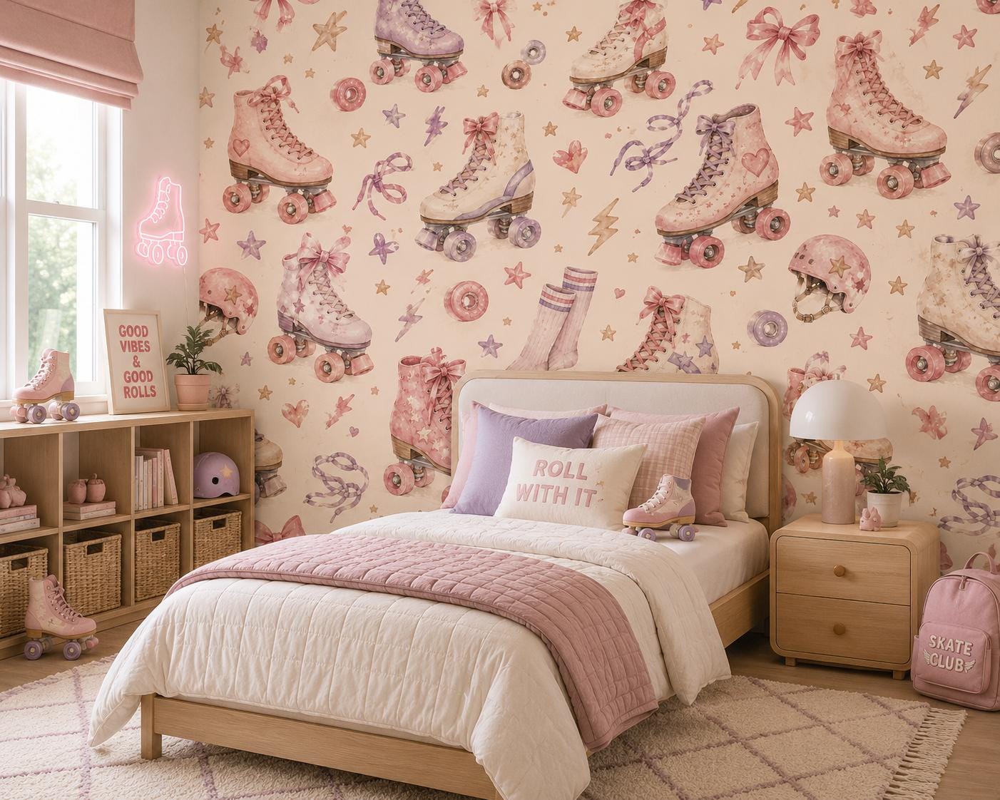 Roller Skate Wallpaper: Girls Sports Wall Mural