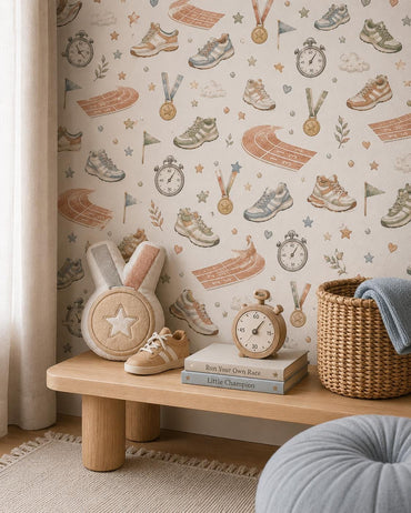 Running Track Wallpaper: Athletic Nursery Wall Mural