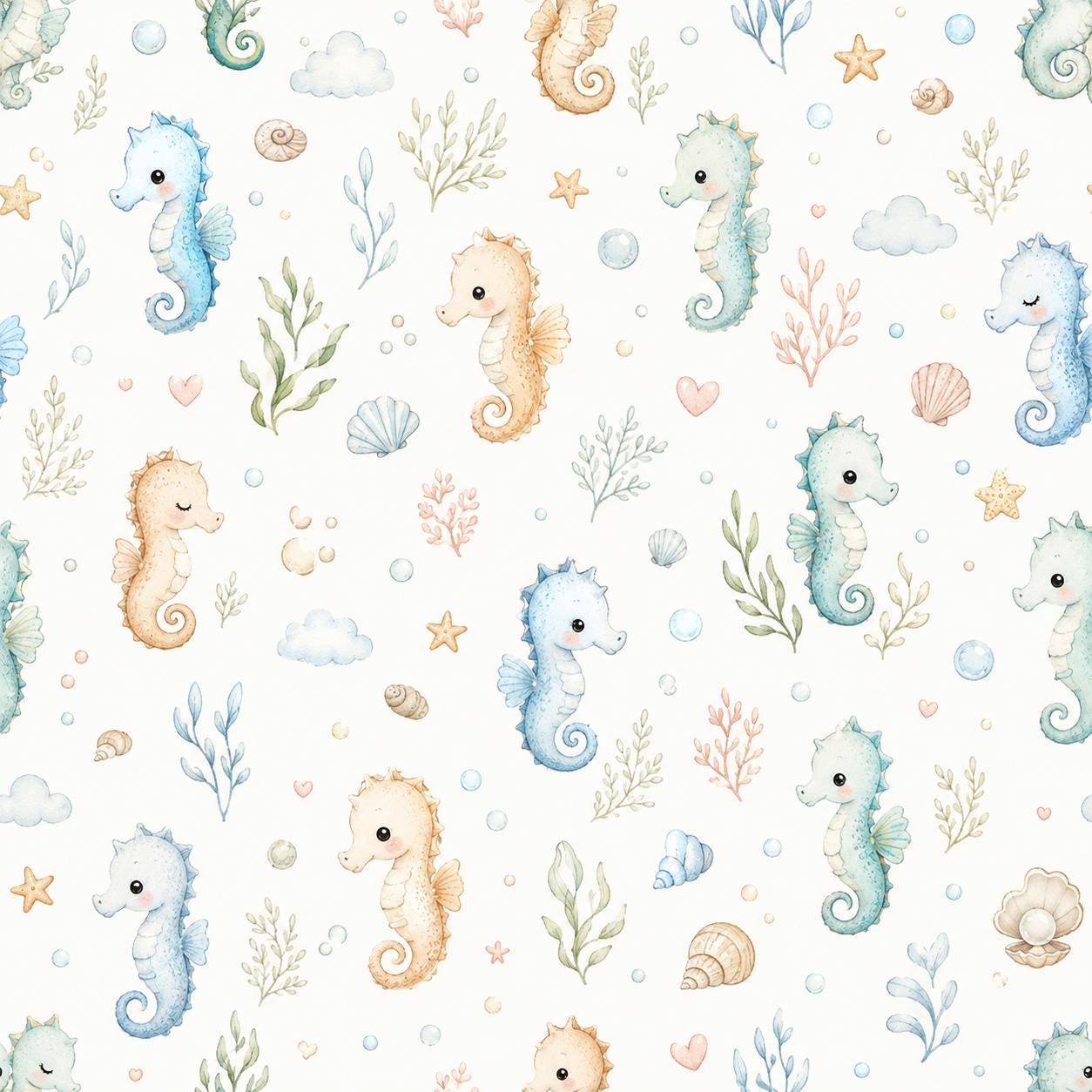 Seahorse Ocean Wallpaper: Coastal Nursery Wall Mural