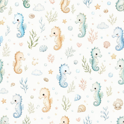 Seahorse Ocean Wallpaper: Coastal Nursery Wall Mural