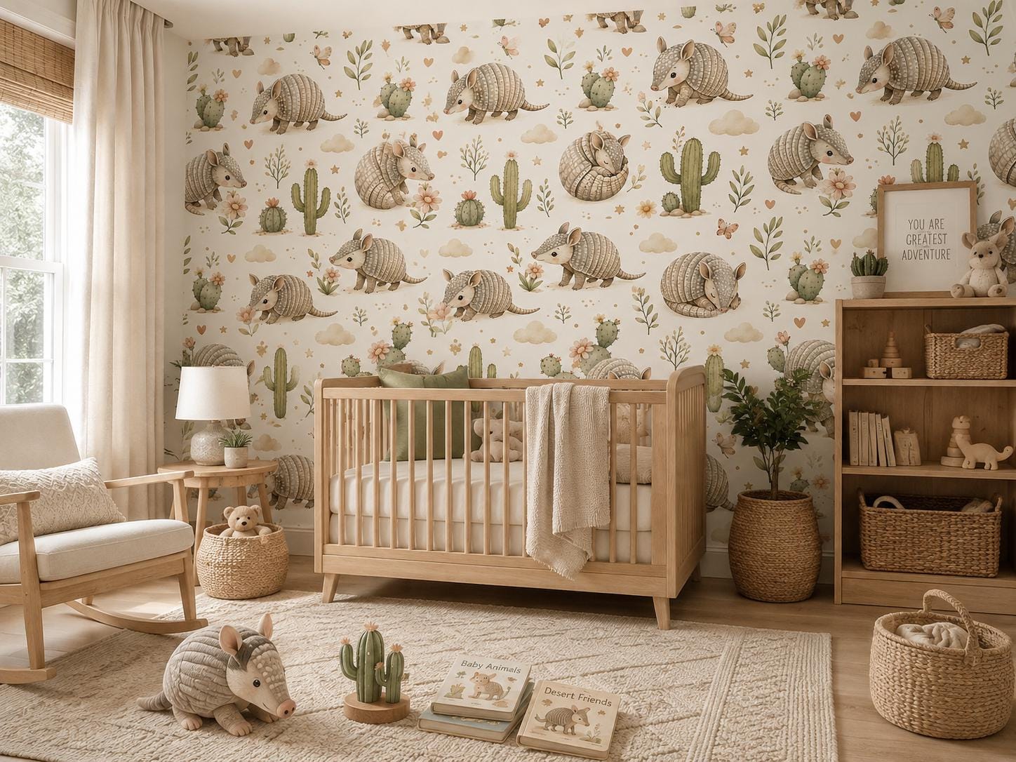 Armadillo Desert Wallpaper: Southwest Animal Nursery Mural