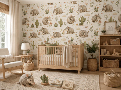 Armadillo Desert Wallpaper: Southwest Animal Nursery Mural