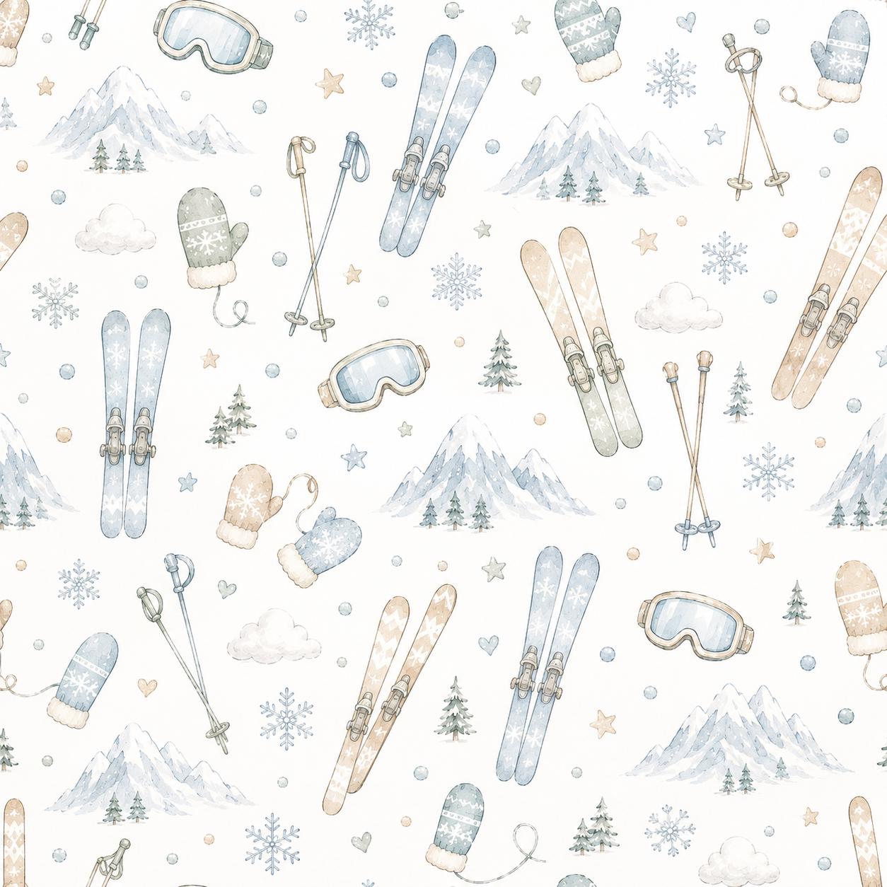 Skiing Wallpaper: Mountain Sports Nursery Wall Mural