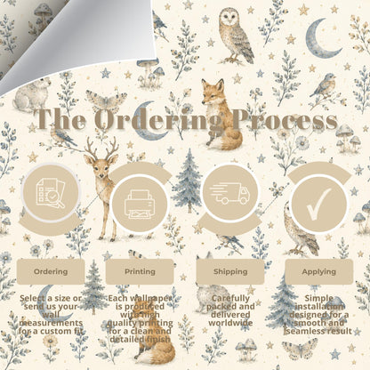 Moonlight Forest Animal Wallpaper: Dreamy Nursery Wall Mural