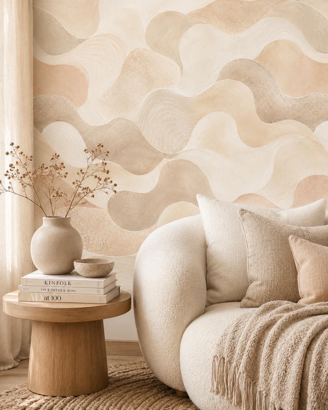 Champagne Abstract Wallpaper: Soft Pearl Wall Mural