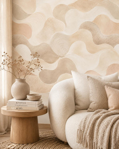 Champagne Abstract Wallpaper: Soft Pearl Wall Mural